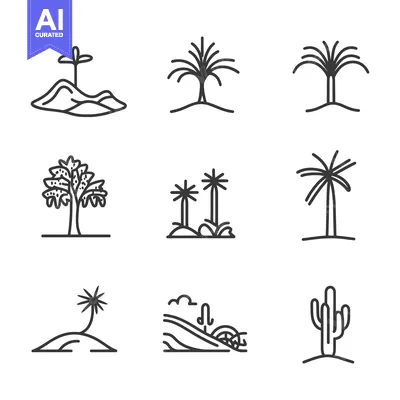 Popular premium asset: Line Drawings of Desert Plants and Landscapes