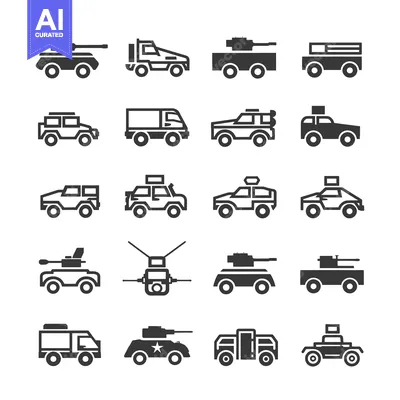 Aset premium populer: A Collection of Military Vehicle Icons