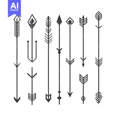 Aset desain premium: Collection of Geometric Arrow Designs with Different Points
