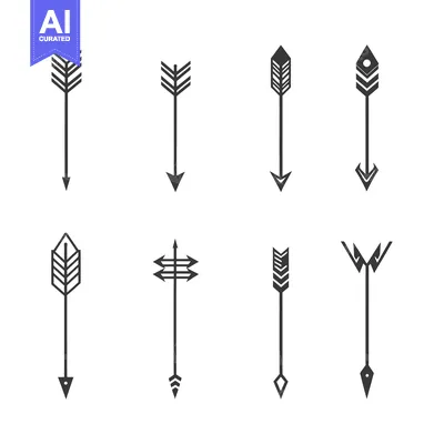 Popular premium asset: Set of Eight Black Arrow Icons with Geometric Designs