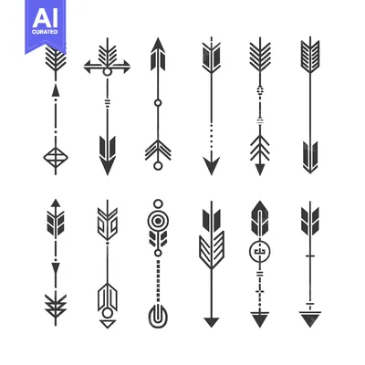 Aset desain premium: Set of Twelve Black and White Geometric Arrows