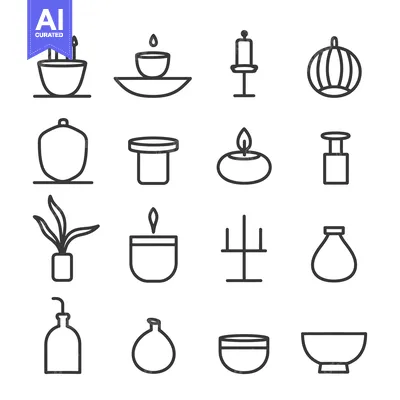 Aset desain premium: A Collection of Candle and Bowl Icons