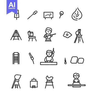 A Set of 16 Line Drawings of Various Objects