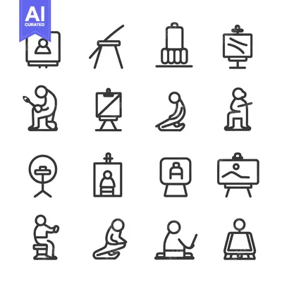 Popular premium asset: Set of Artist and Painting Icon Line Design