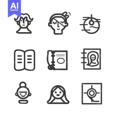 Premium design asset: Set of 9 Line Icons Related to People, Diaries, and Location