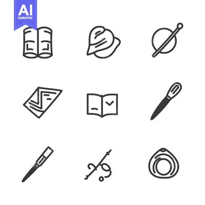 Popular premium asset: Nine Simple Black and White Outlines of Common Objects