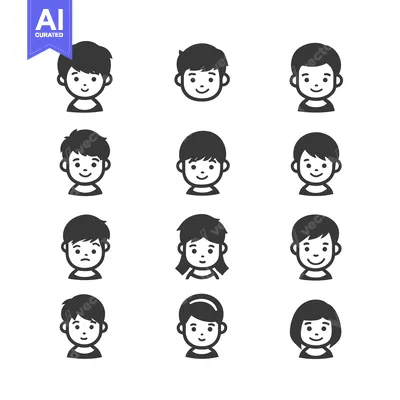 Popular premium asset: Set of 12 Simple Black and White Cartoon Character Icons