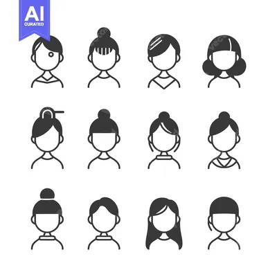 Popular premium asset: Twelve Simple Black and White Female Avatar Icons
