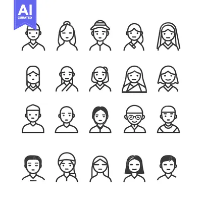 Popular premium asset: Collection of Diverse Line Art People Icons