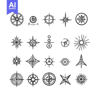 Premium design asset: Collection of Hand-Drawn Compass and Star Icons