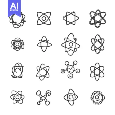 Hand-drawn Outline Illustrations of Atomic Structures
