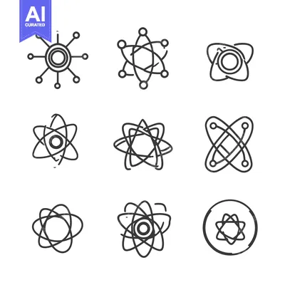 Aset premium populer: Nine Hand-Drawn Atomic Structure Icons