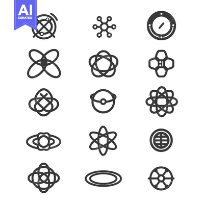 Aset desain premium: A Set of 15 Abstract Geometric Icon Designs Featuring Circles and Oval