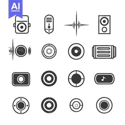 Premium design asset: Set of Black and White Speaker and Audio Icons