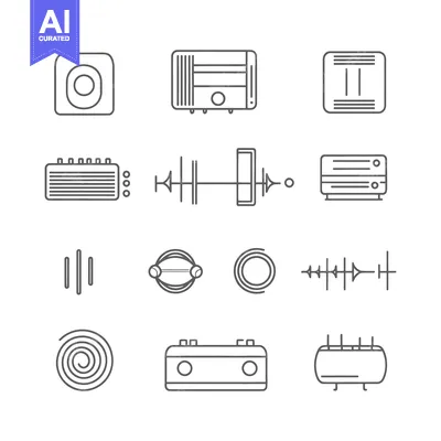 Aset premium populer: Set of Line Icons for Sound and Audio Devices