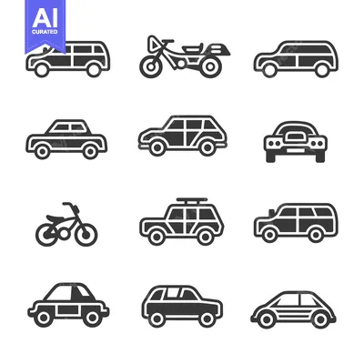 Premium design asset: Set of car, truck, and motorcycle icons