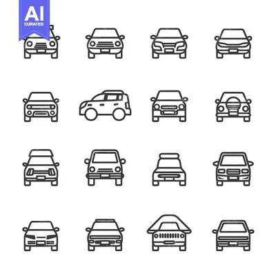 Popular premium asset: A Set of Sixteen Front-Facing Car Line Drawings
