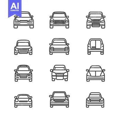 Popular premium asset: Set of nine outline icons of different types of cars viewed from the f