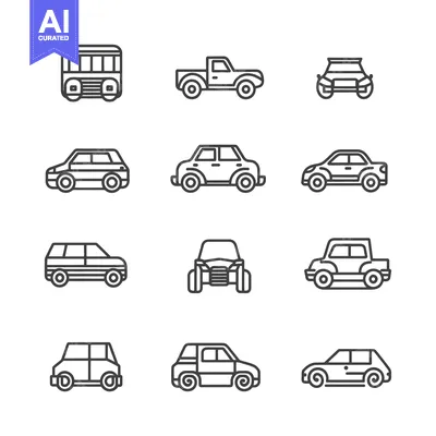 Outline Illustrations of Different Types of Vehicles