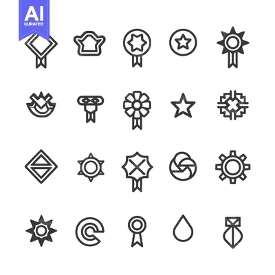 Aset desain premium: Set of 20 Badge and Award Line Icons