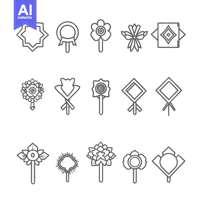 Premium design asset: Set of 15 Outline Flower and Diamond Icon Vector Illustration