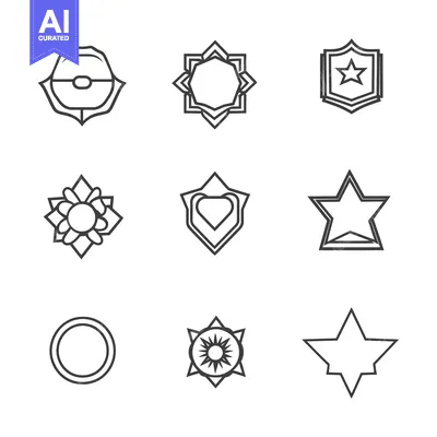 Premium design asset: Collection of Geometric Shapes with Stars and Hearts