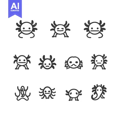 Aset premium populer: Axolotl Icons in Various Poses and Expressions