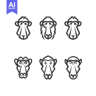 Popular premium asset: Six Stylized Black and White Monkey Faces