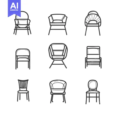Aset premium populer: Collection of Hand-Drawn Chair Illustrations