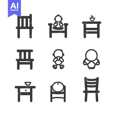 Premium design asset: Set of Simple Chair and Table Icons