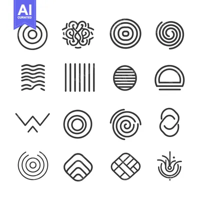 Aset desain premium: A Collection of Geometric Line Art Designs