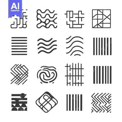 Aset desain premium: Set of 16 Abstract Geometric Line Art Patterns