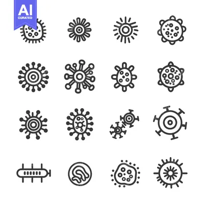 Set of various virus and bacteria icons in line style