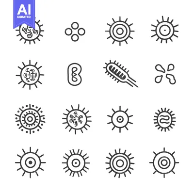 Set of Various Virus, Bacteria, and Cell Line Icons