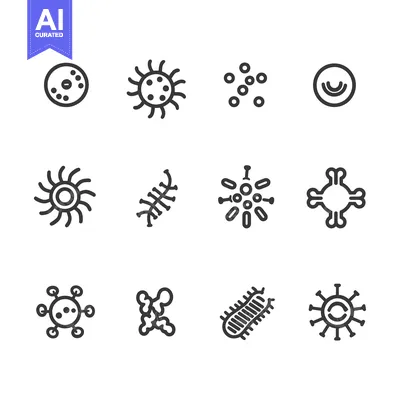 A Set of 12 Different Virus and Bacteria Icons
