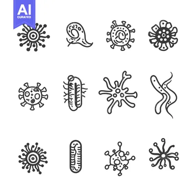 Set of Hand Drawn Doodle Virus and Bacteria Icons