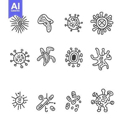 A Set of Hand-Drawn Virus and Bacteria Icons