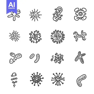 A Collection of Doodle-Style Microorganism Illustrations