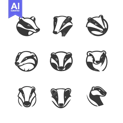 Popular premium asset: Nine Stylized Black and White Badger Head Illustrations