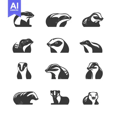 Popular premium asset: A Set of Black and White Badger Icons