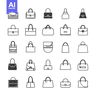Aset premium populer: Collection of Diverse Handbag and Purse Line Icons
