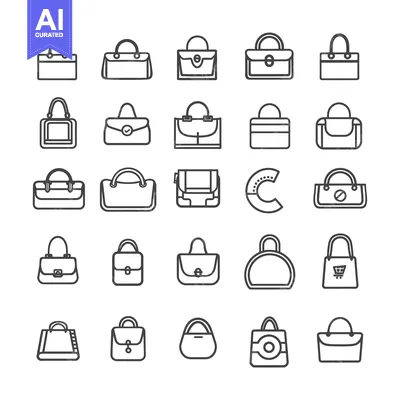 Aset desain premium: A Collection of Diverse Handbag Line Art Icons