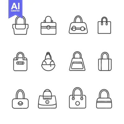 Aset desain premium: Line icons of different types of bags