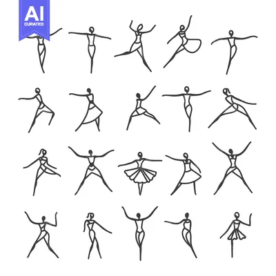 Aset premium populer: A Collection of Stick Figure Women in Various Poses