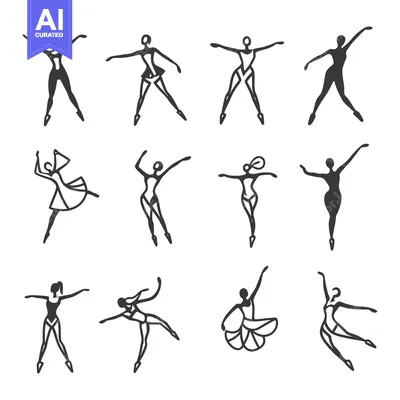 Aset premium populer: A Set of Nine Stylized Female Dancer Silhouettes
