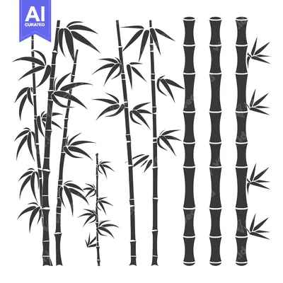 Aset premium populer: Black and White Silhouettes of Bamboo Plants