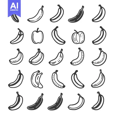 Aset desain premium: Collection of Black and White Banana Illustrations