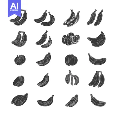 Aset premium populer: Black and White Illustration of Various Banana Poses