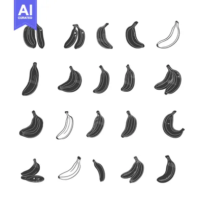 Aset premium populer: A Collection of Black and White Banana Illustrations