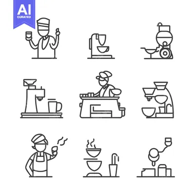 Barista Making Coffee with Various Coffee Brewing Methods and Equipmen